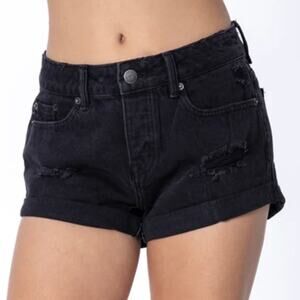Amuse‎ Society Crossroads Denim WVN Black Jean Shorts Size 30 Distressed Short